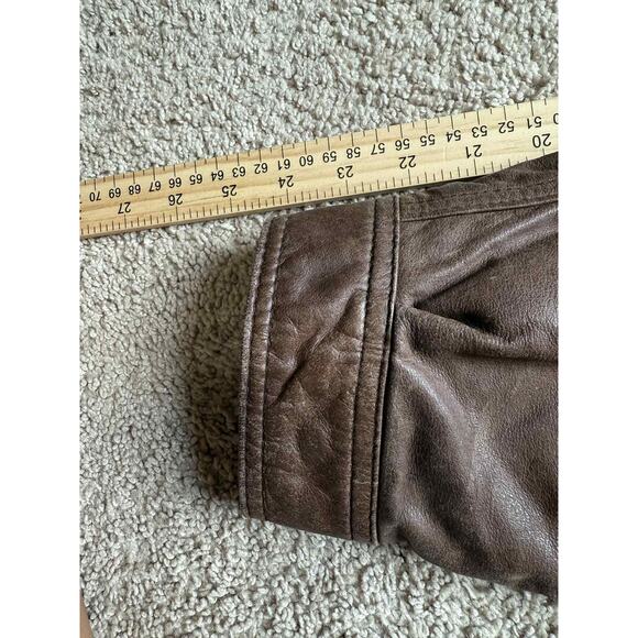 Vintage Phase 3 Genuine Leather Snap Button Oversized Jacket Brown Mens XL - Picture 13 of 15